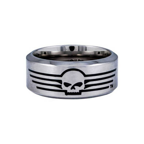 Harley-Davidson Men's Bar & Shield Double Steel Cable Band Ring HSR0022